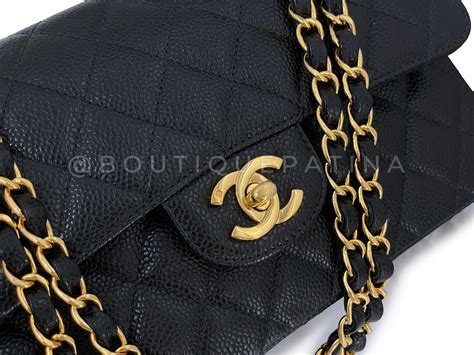 chanel black caviar ghw vintage shoulder bag circa 90s